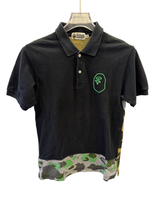 Used Bape Ape Head Camo Back Black Polo
