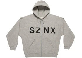 Used Kanye YZY SZNX merch zip-up hoodie grey