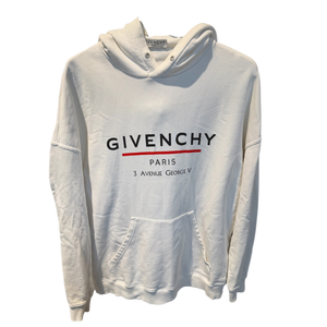 Used Givenchy Logo Graphic Print Hoodie White