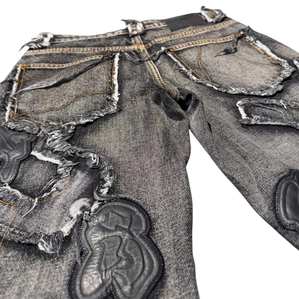 Used Racer Distressed Patch Denim