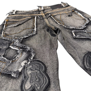 Used Racer Distressed Patch Denim