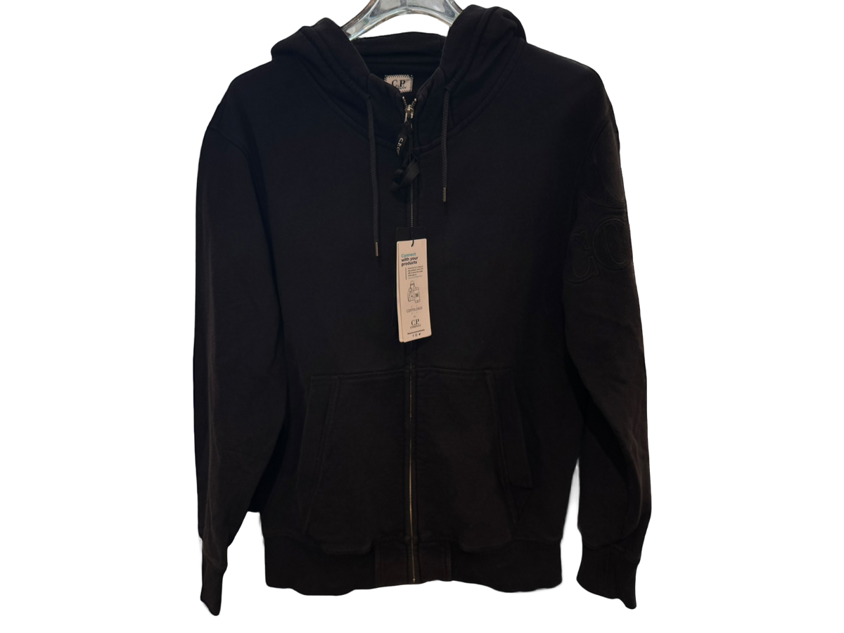 Used C.P. Company Diagonal raised Fleece Logo Zipped Hoodie