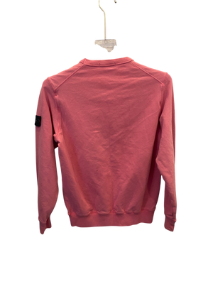 Used Stone Island kids emblem zip pocket sweatshirt crewneck pink
