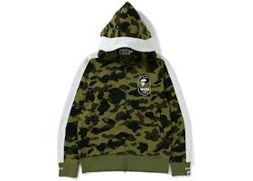 Used BAPE 1st Camo Line Jersey Full Zip Hoodie Green