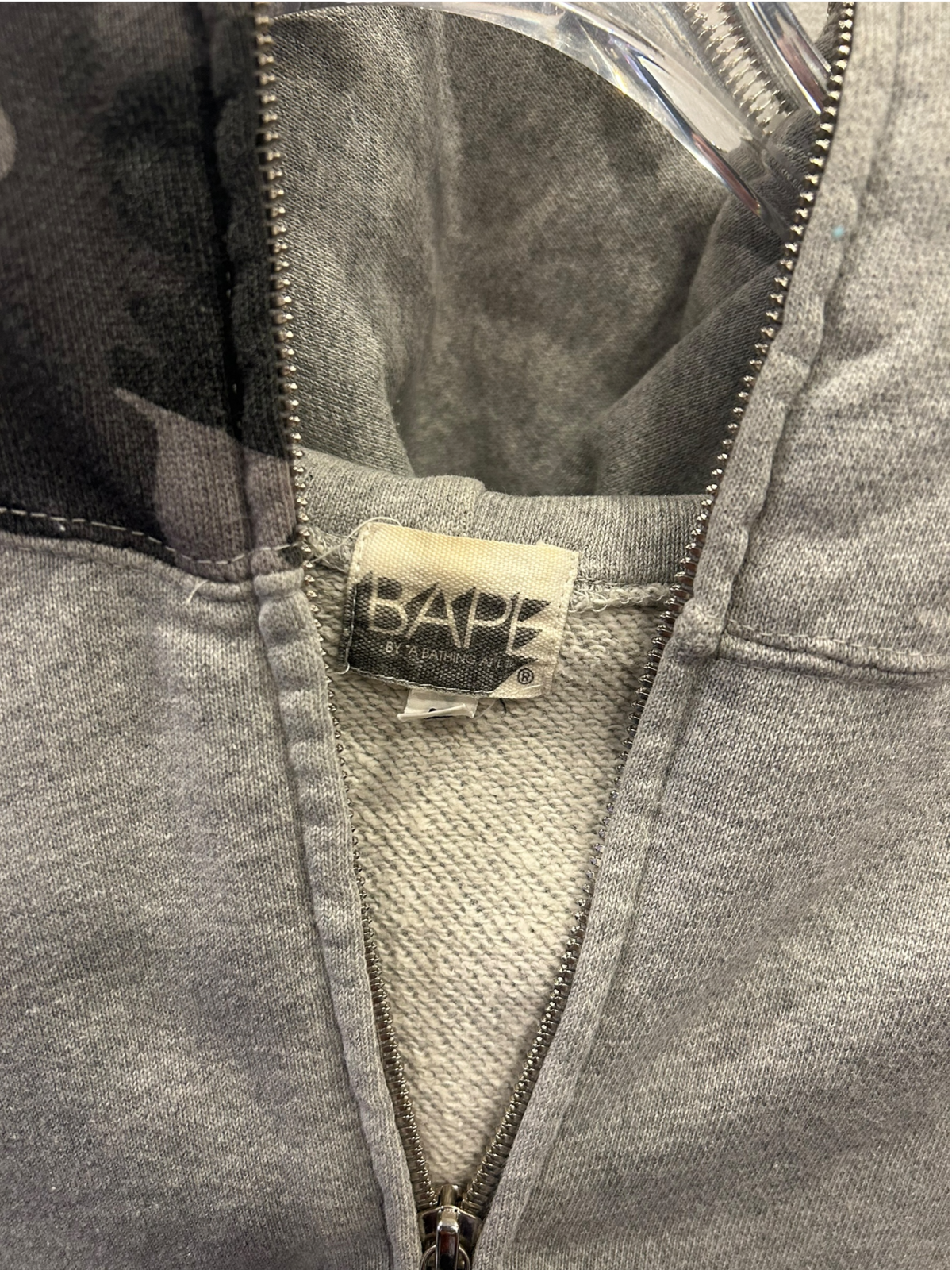 Used Bape '06 grey tiger full zip hoodie grey