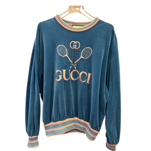 Gucci Velour Tennis Jumper Light Blue