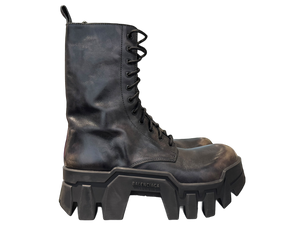 Balenciaga Bulldozer Laceup Worn-out Effect Leather Boot