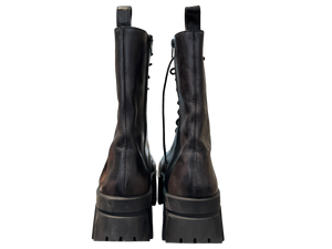 Balenciaga Bulldozer Laceup Worn-out Effect Leather Boot