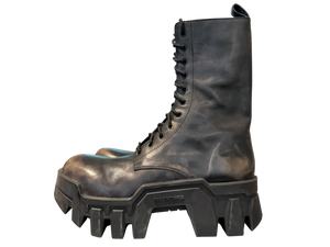 Balenciaga Bulldozer Laceup Worn-out Effect Leather Boot