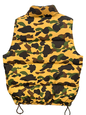 Used Bape reversible down vest camo/navy