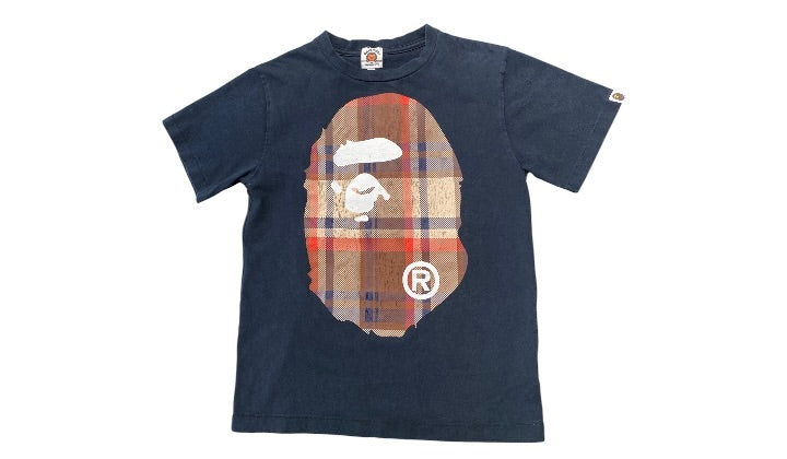 A Bathing Ape Used Bape Camo Head Checkered Tee Black - test