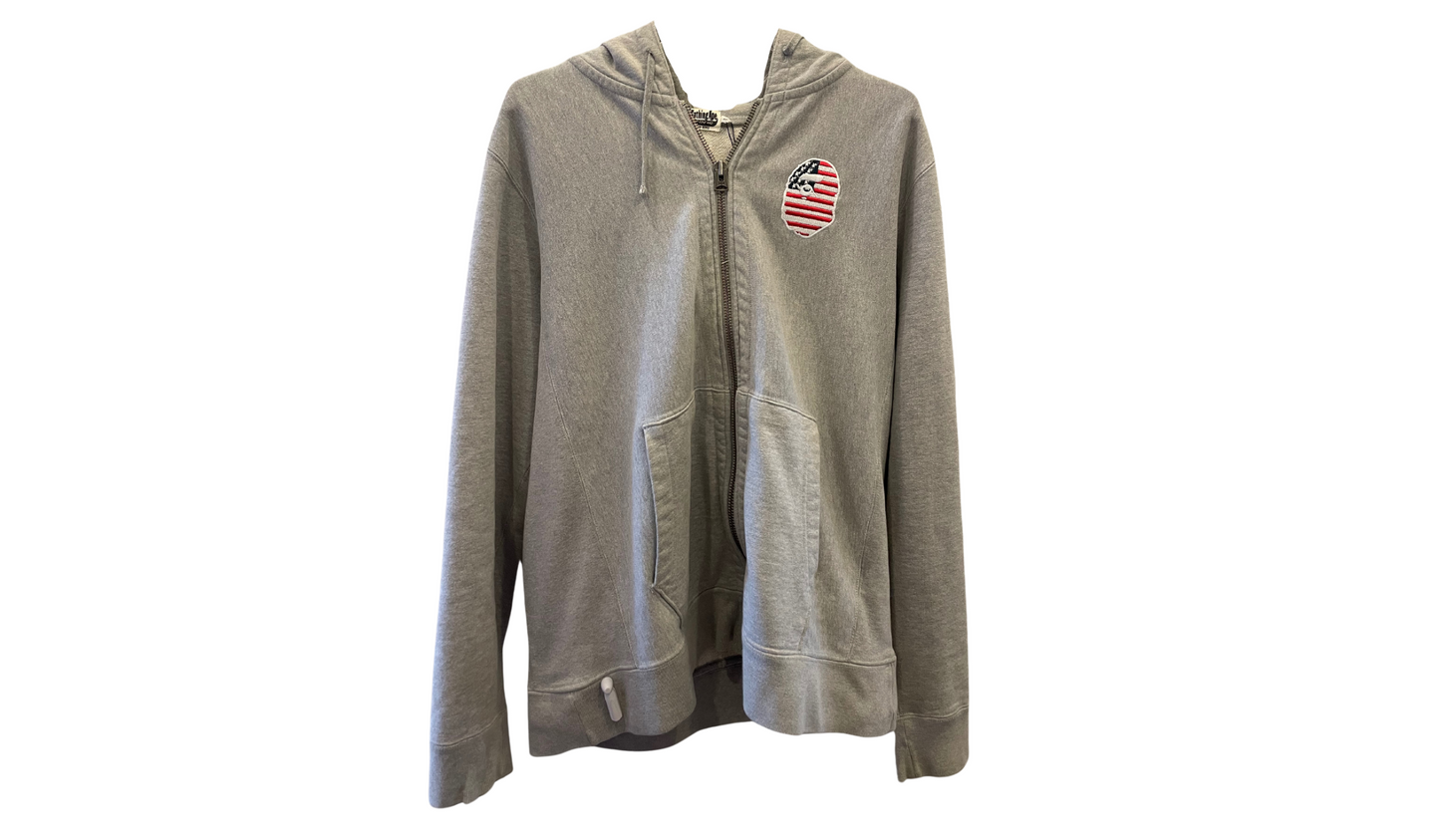 Bape Used Bape USA emroidered zip up hoodie grey - bapesku1