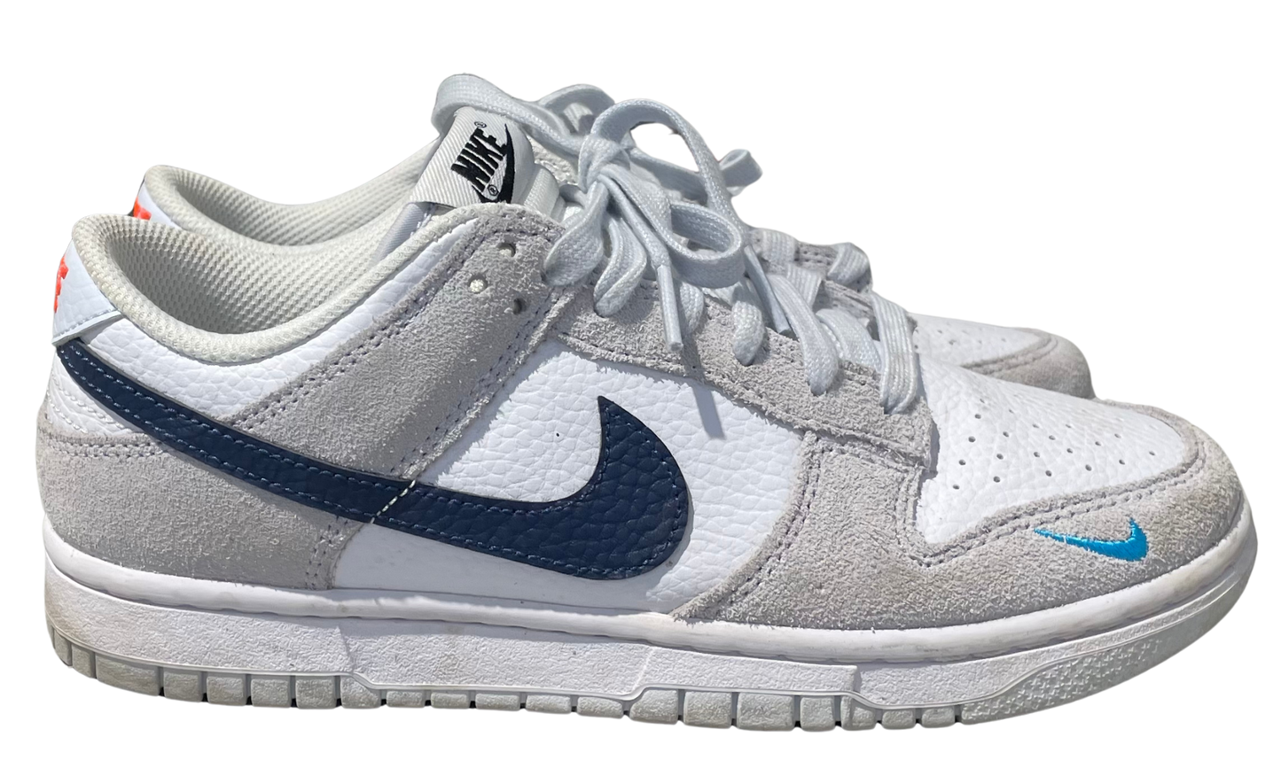 Nike Used Nike Dunk Low White Grey Navy Aqua Mini Swoosh - test