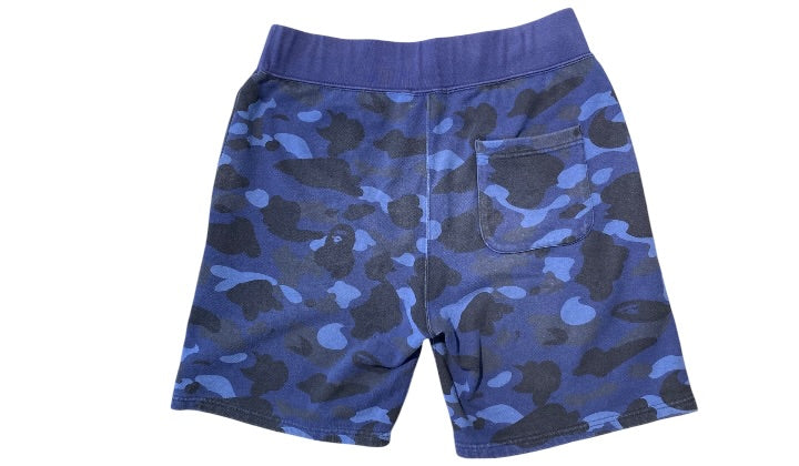 Used Bape Blue Camo Sweat Shorts