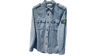 Stone Island Used Stone Island Blue Button Up Shirt - test