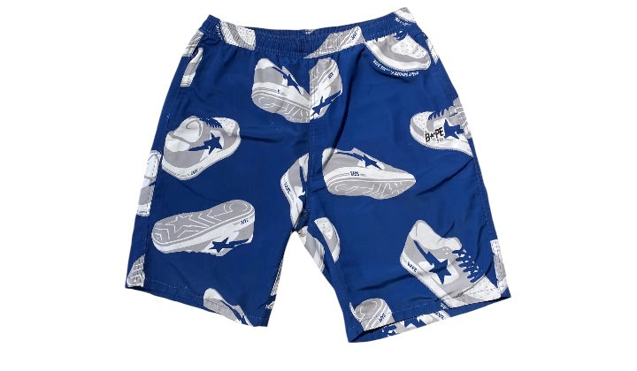 A Bathing Ape Used Bape Blue Bapesta All Over Print Shorts - test