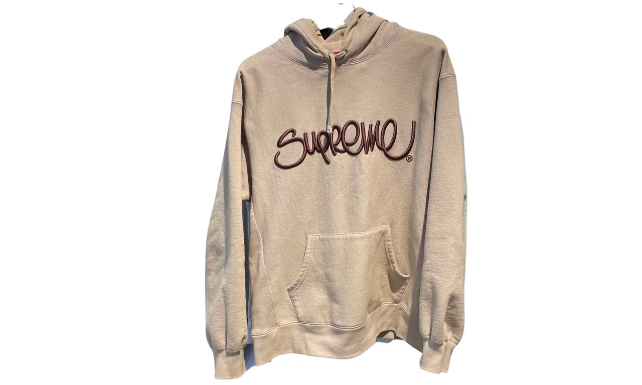 Supreme Used Supreme raised handstyle hoodie beige - 1026241811