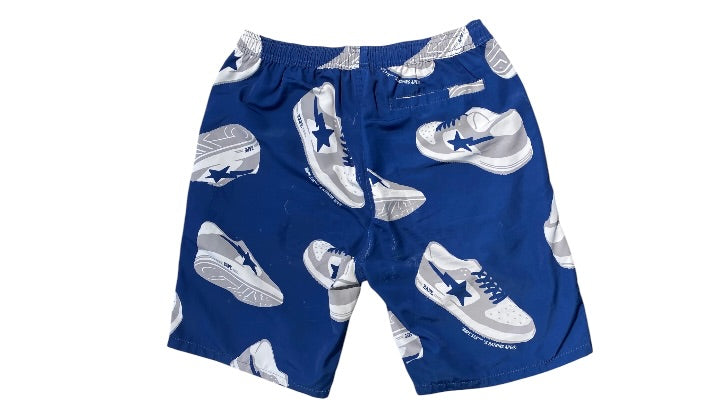 A Bathing Ape Used Bape Blue Bapesta All Over Print Shorts - test
