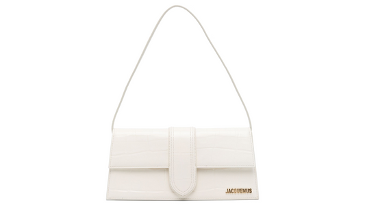 Jacquemus Le Bambino Long Flap Bag white crocodile print