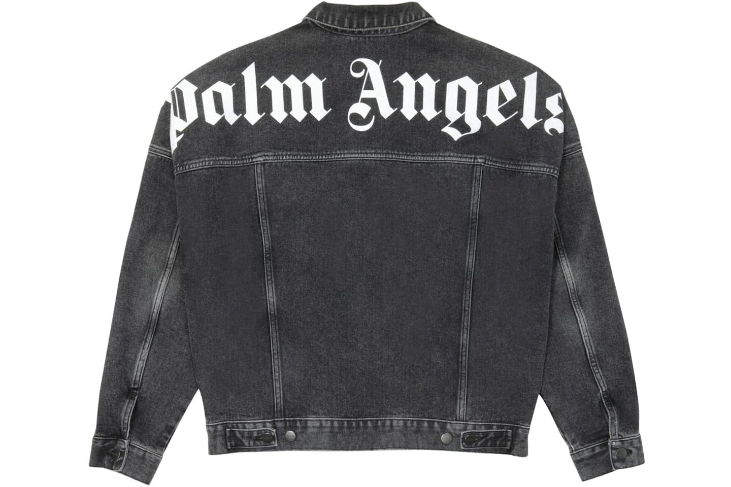 Palm Angels Logo Over Denim Jacket Black/White