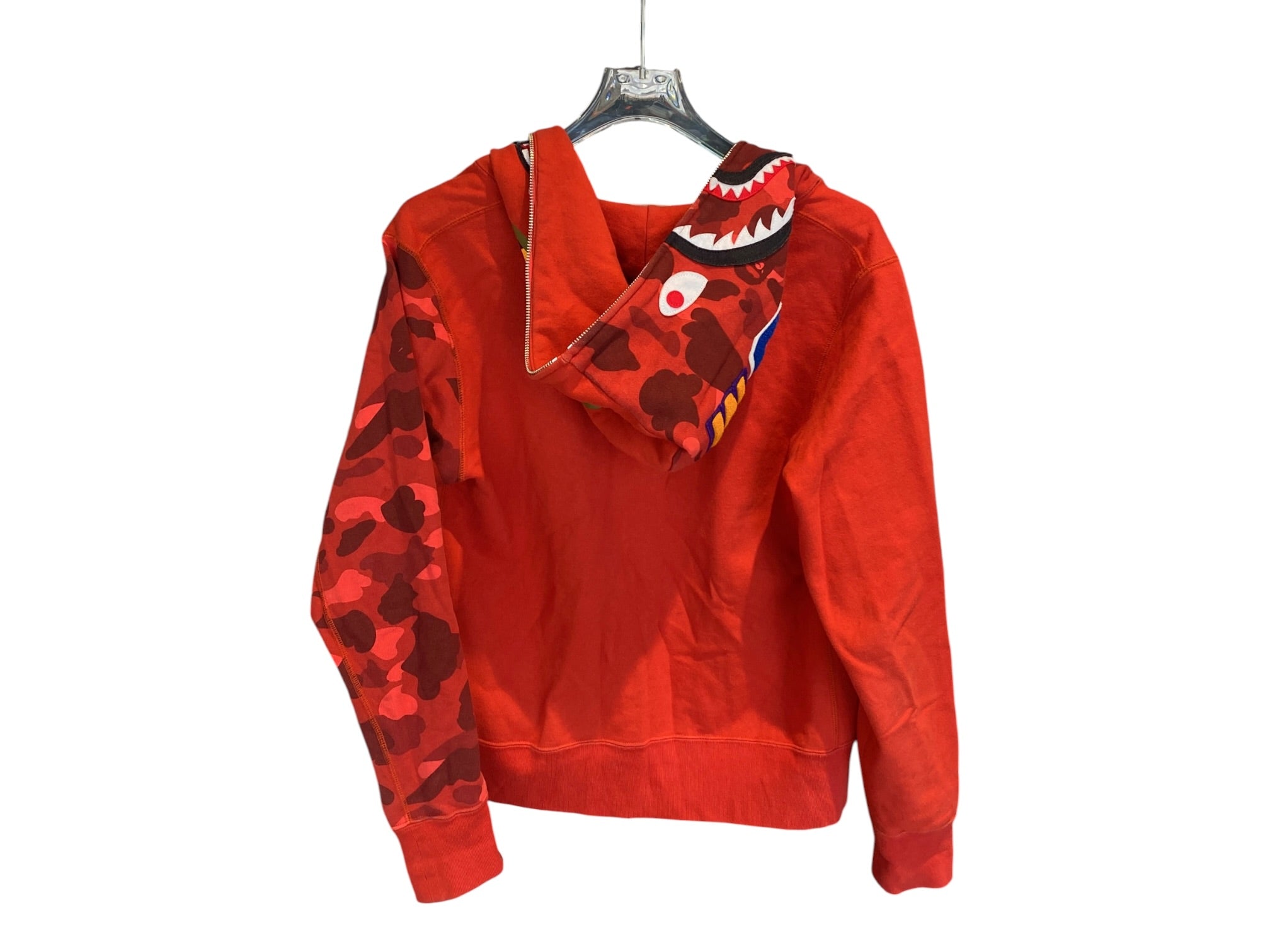 Bape Used Bape red shark hoodie single sleeve camo - 529261815
