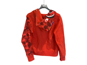Bape Used Bape red shark hoodie single sleeve camo - 529261815