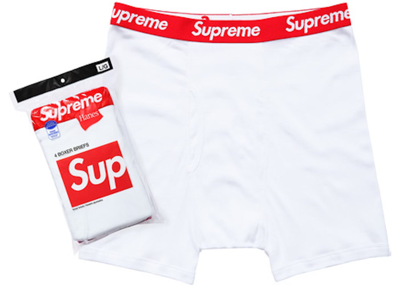 Supreme Hanes Boxer Briefs White Underwear (4 Pack)