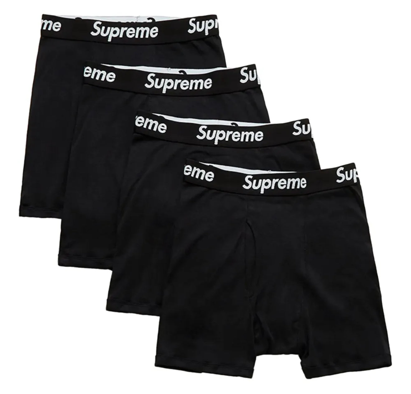 Supreme Hanes Boxer Brief Black Underwear (4 Pack)