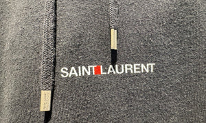 YSL Used Saint Laurent Paris Black Small Logo Hoodie - test