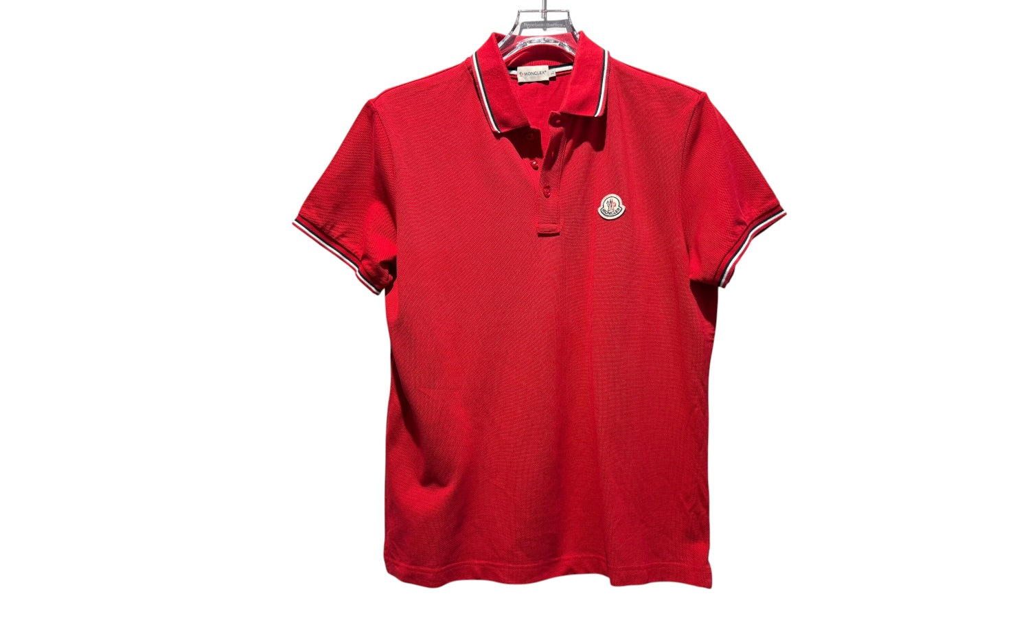 Moncler Used Moncler Black/White Collar Red Polo - MONPOLO2