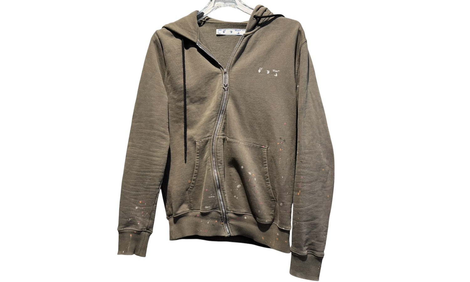 Off-White Used Off-White Paint Splatter Zip Hoodie Grey - OFFW