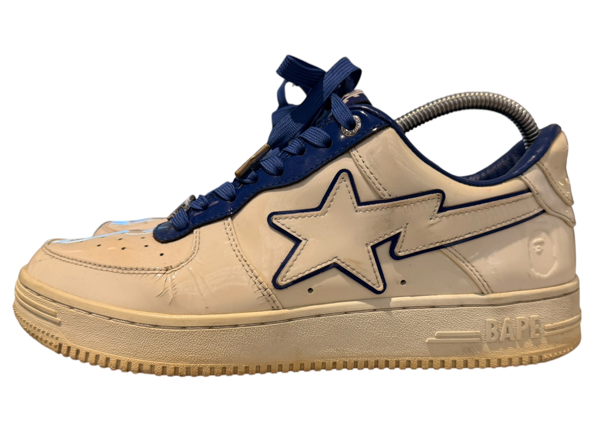 A Bathing Ape Used Bapesta Patent Leather Blue White - test