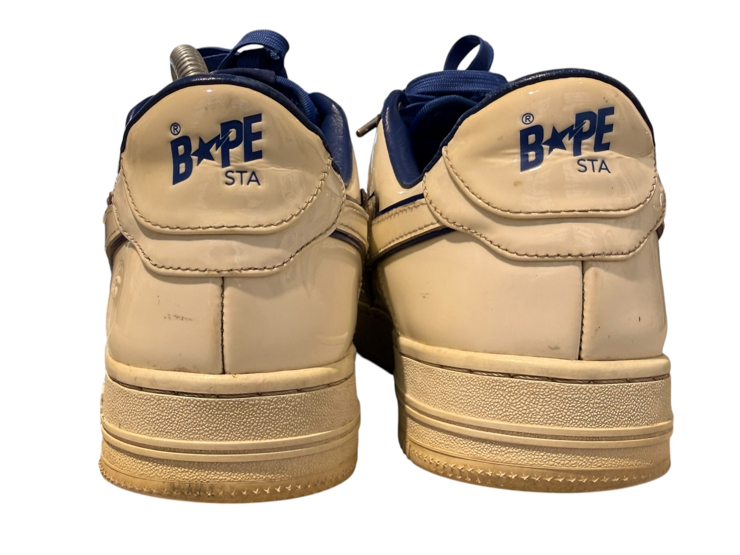 A Bathing Ape Used Bapesta Patent Leather Blue White - test