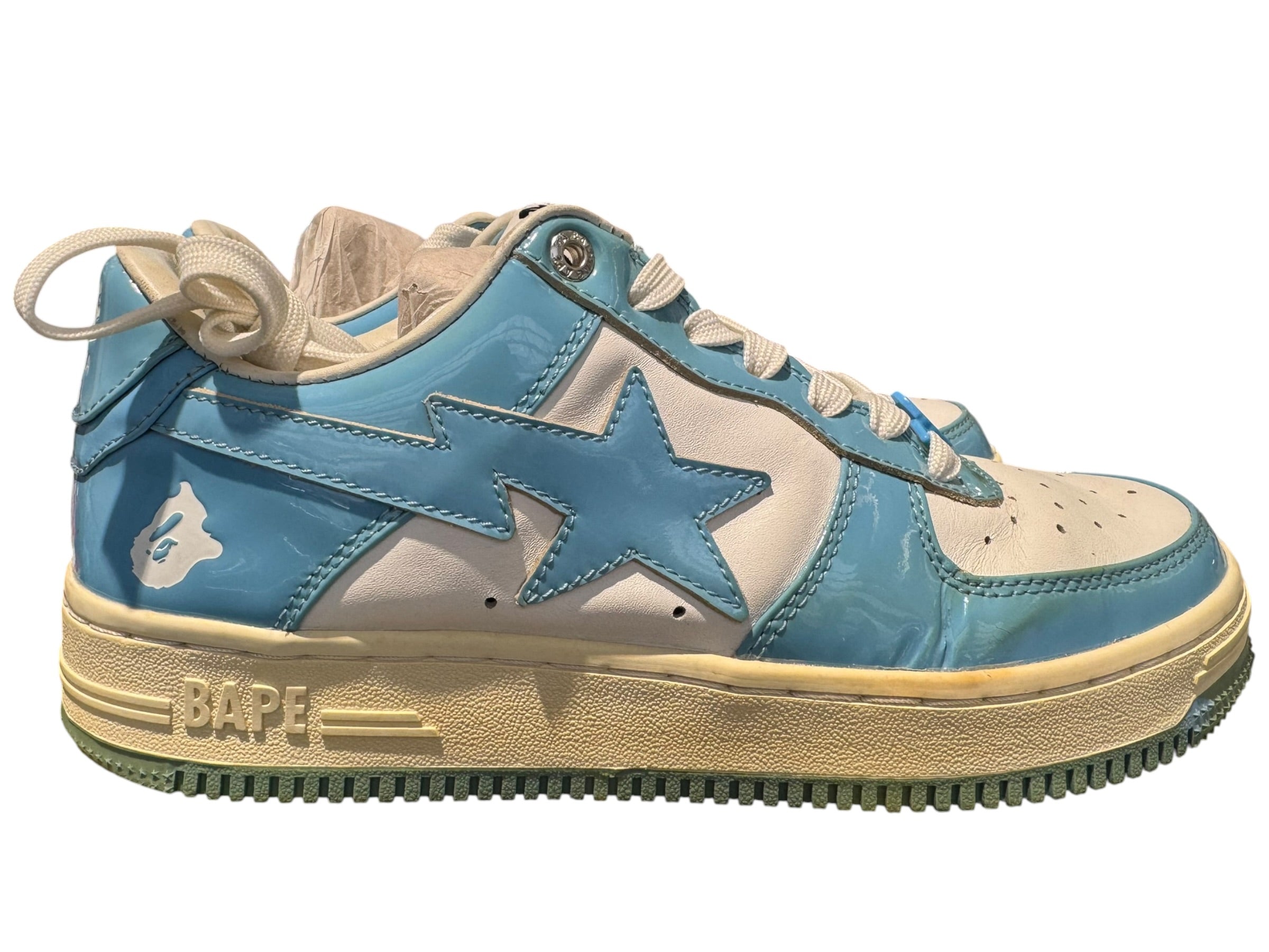Bape Used A Bathing Ape Bape Sta Patent Leather Blue White -  1I70-291-001-SAX
