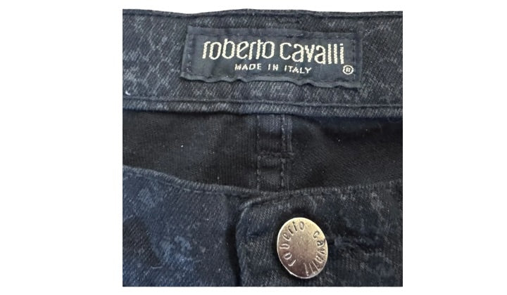 nike Used Roberto Cavalli Snake Gltter Print Black Jeans - test