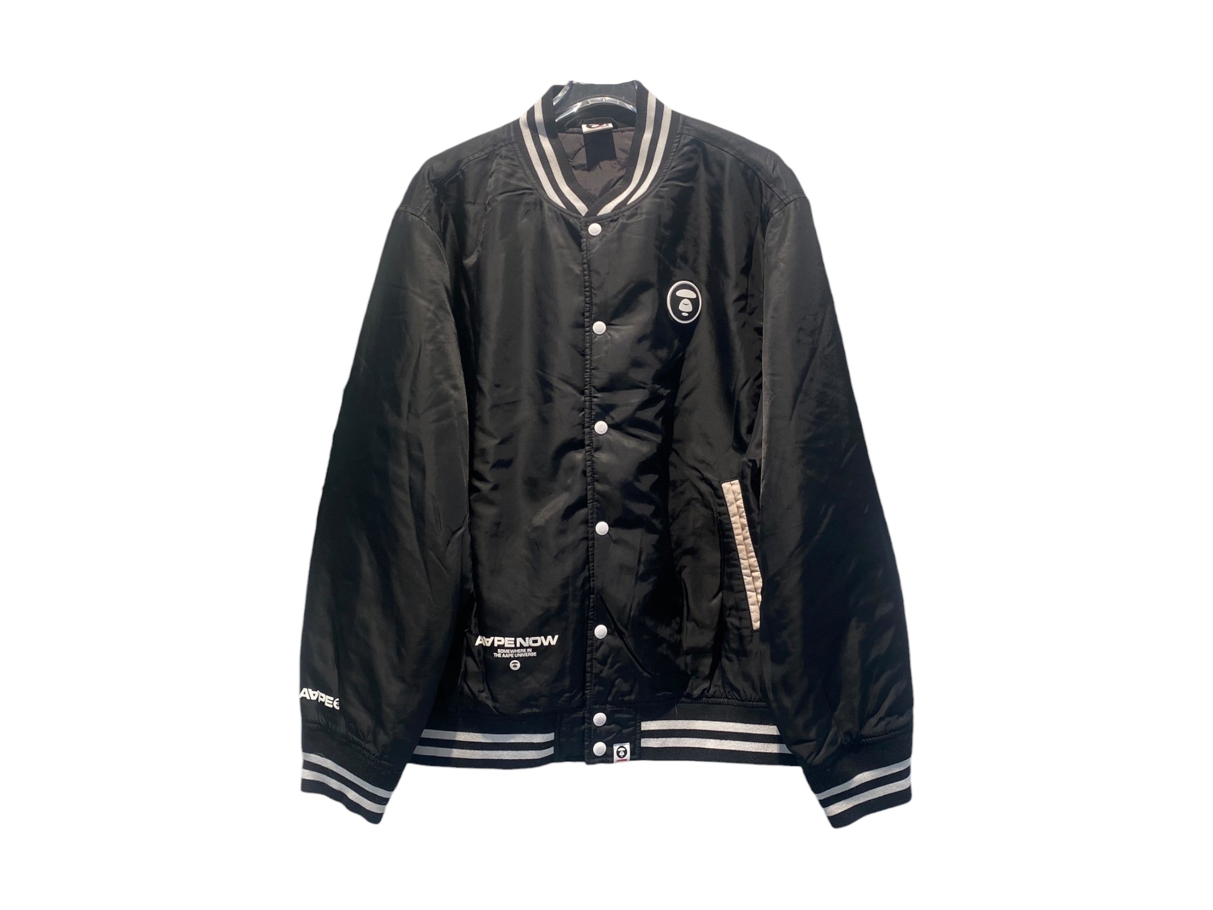 A Bathing Ape Used Aape Varsity Jacket Black & White - test