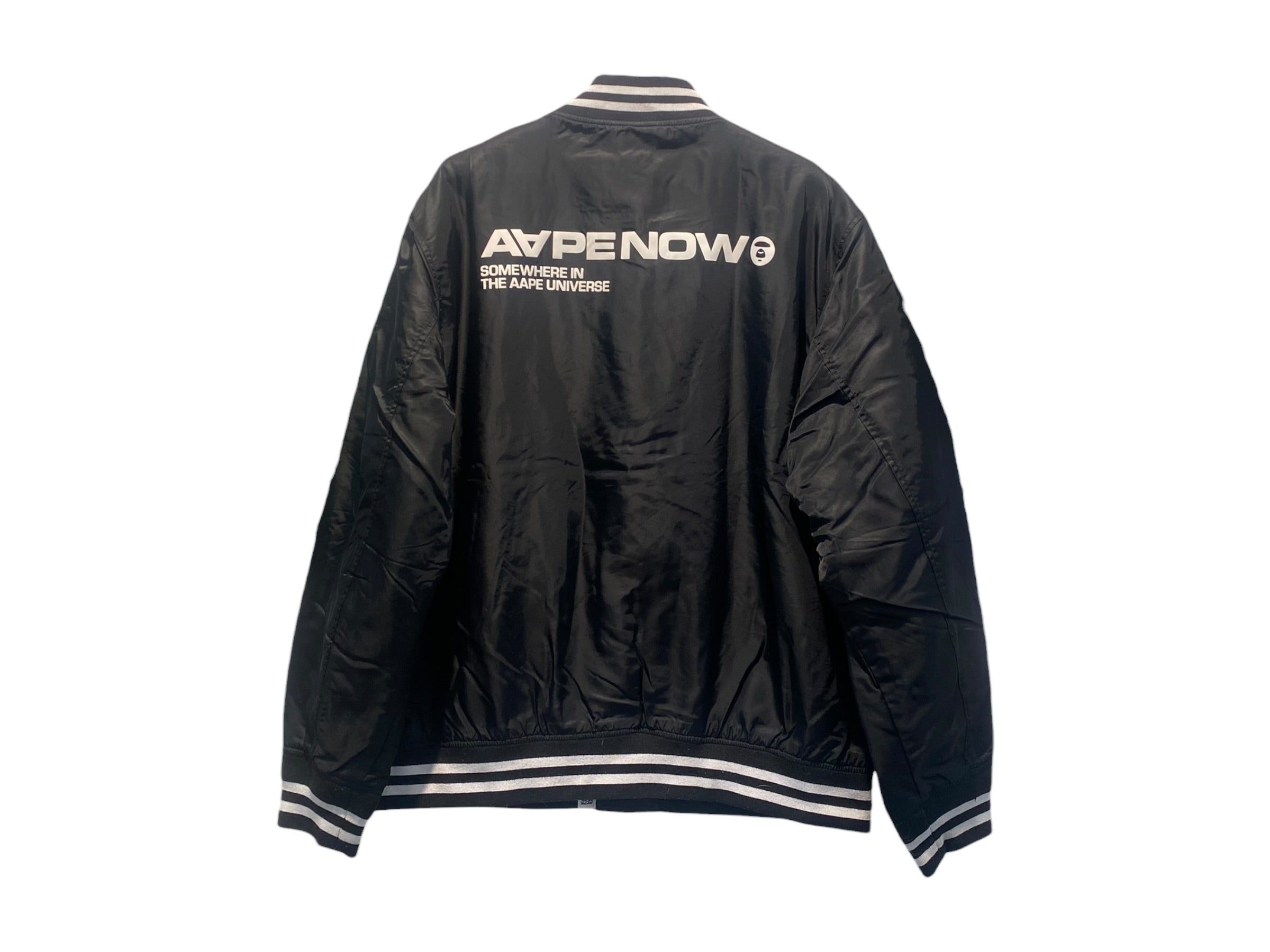 A Bathing Ape Used Aape Varsity Jacket Black & White - test