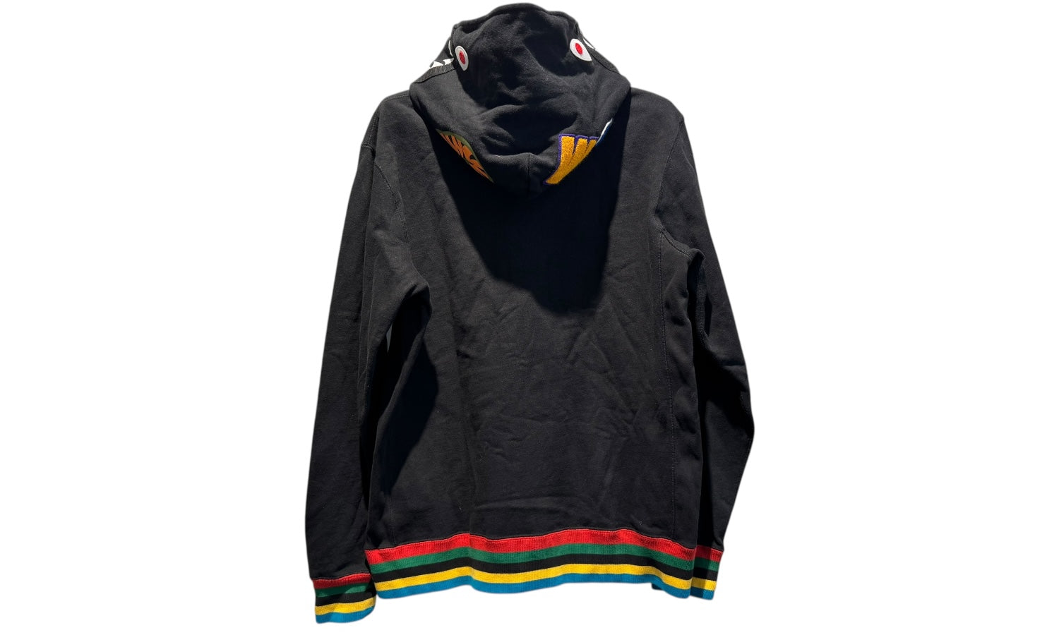 A Bathing Ape Used Bape Line Rib Pullover Shark Hoodie Black - test