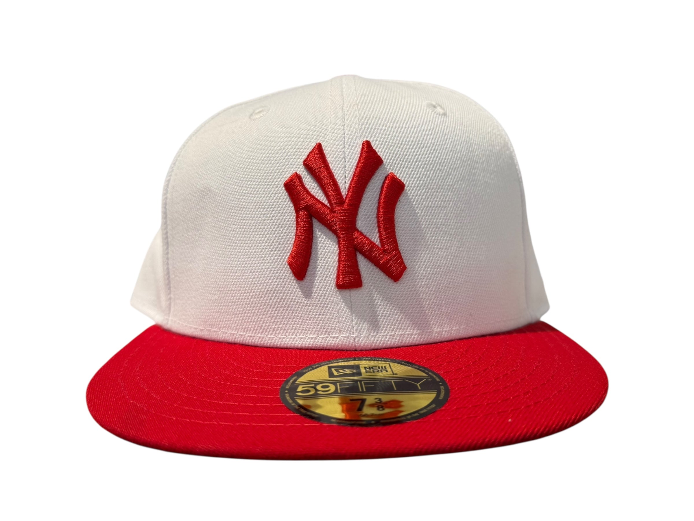 New Era Used New York Yankees Fitted Cap Red White - test