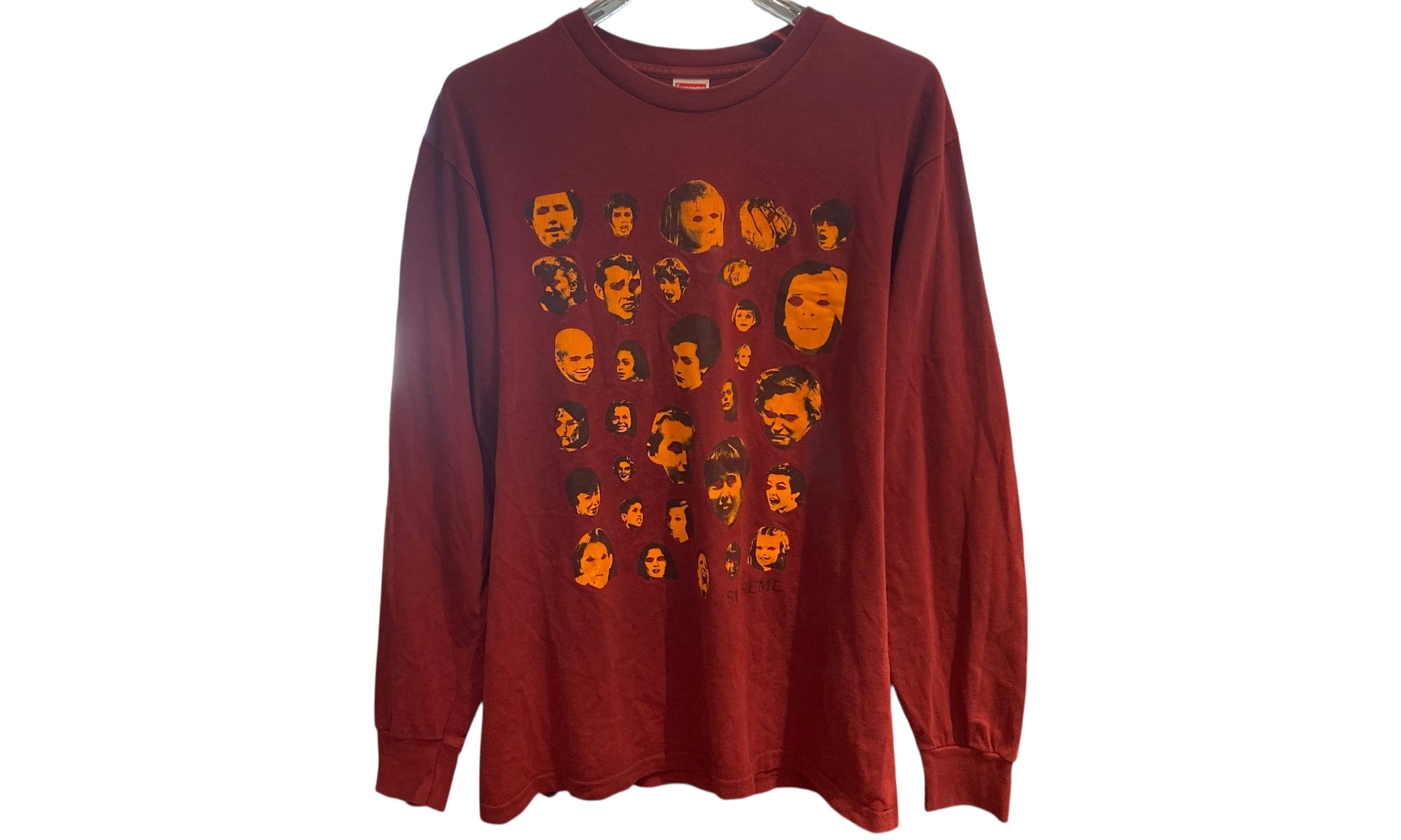 Supreme Used Supreme Faces Longsleeve Burgundy  - 809251541