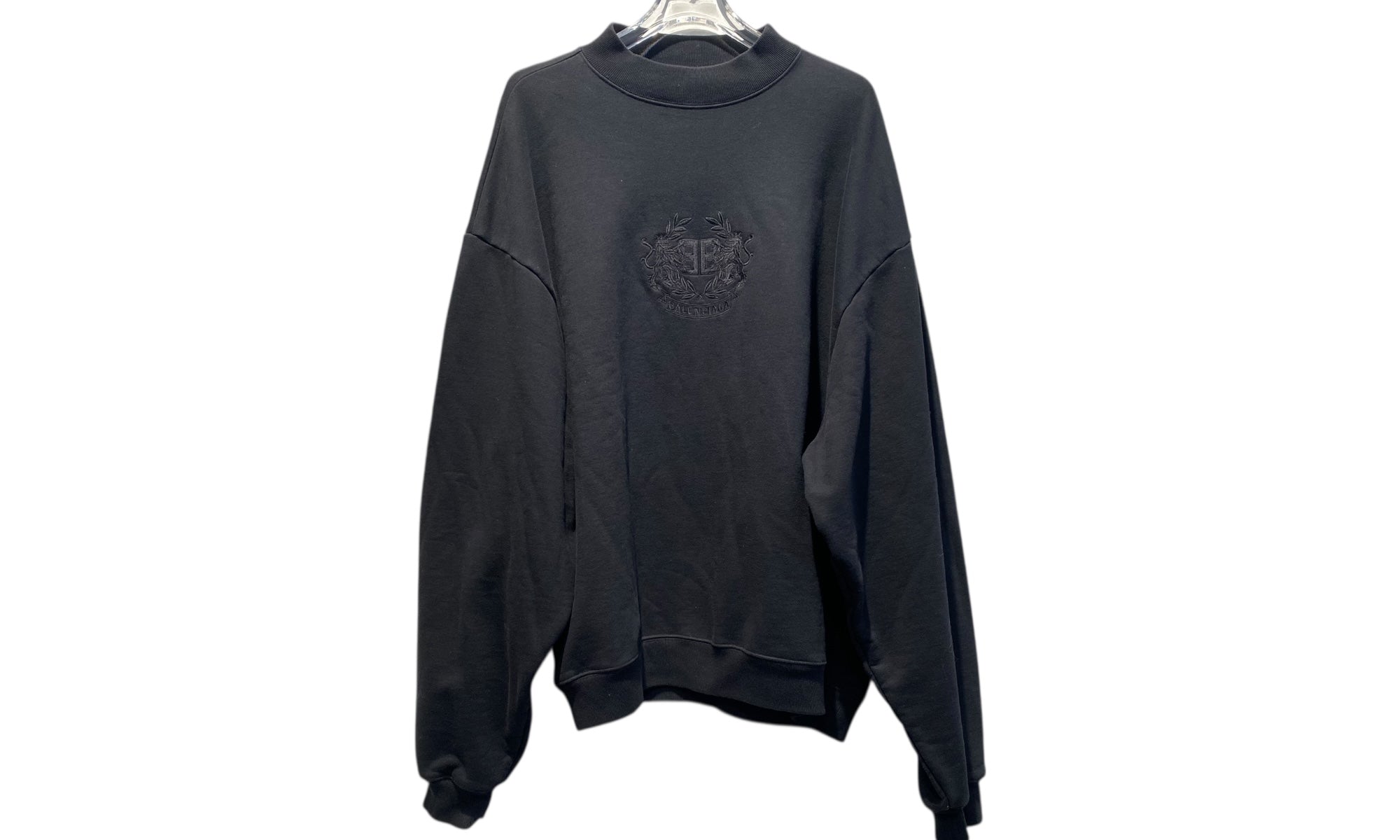 Balenciaga Used Balenciaga Crest Chest Embroidered Black Sweatshirt - 1028251601