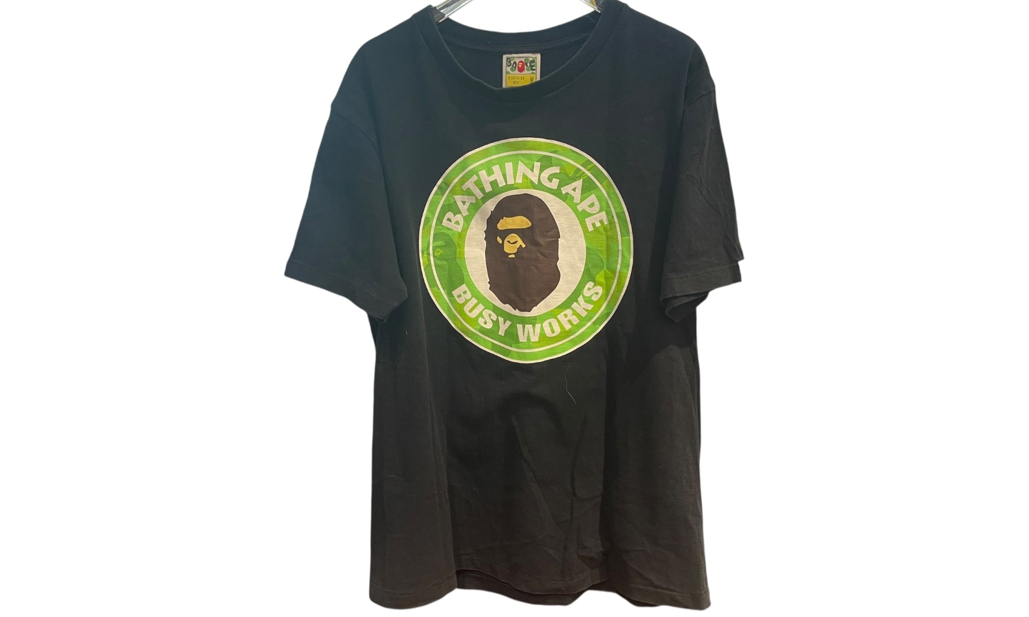 Used Bape Busy Works Green Logo Tee