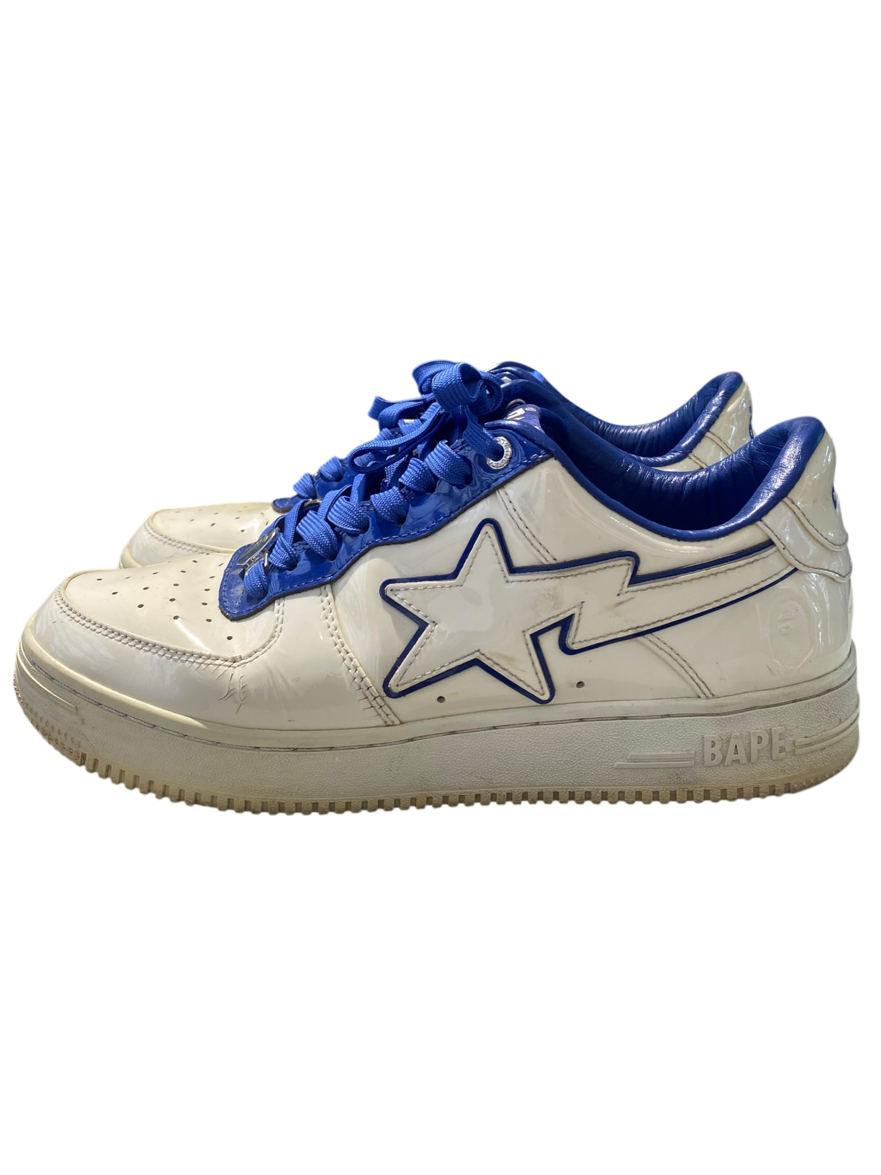 A Bathing Ape  Used Bapesta Patent Leather Blue White - test