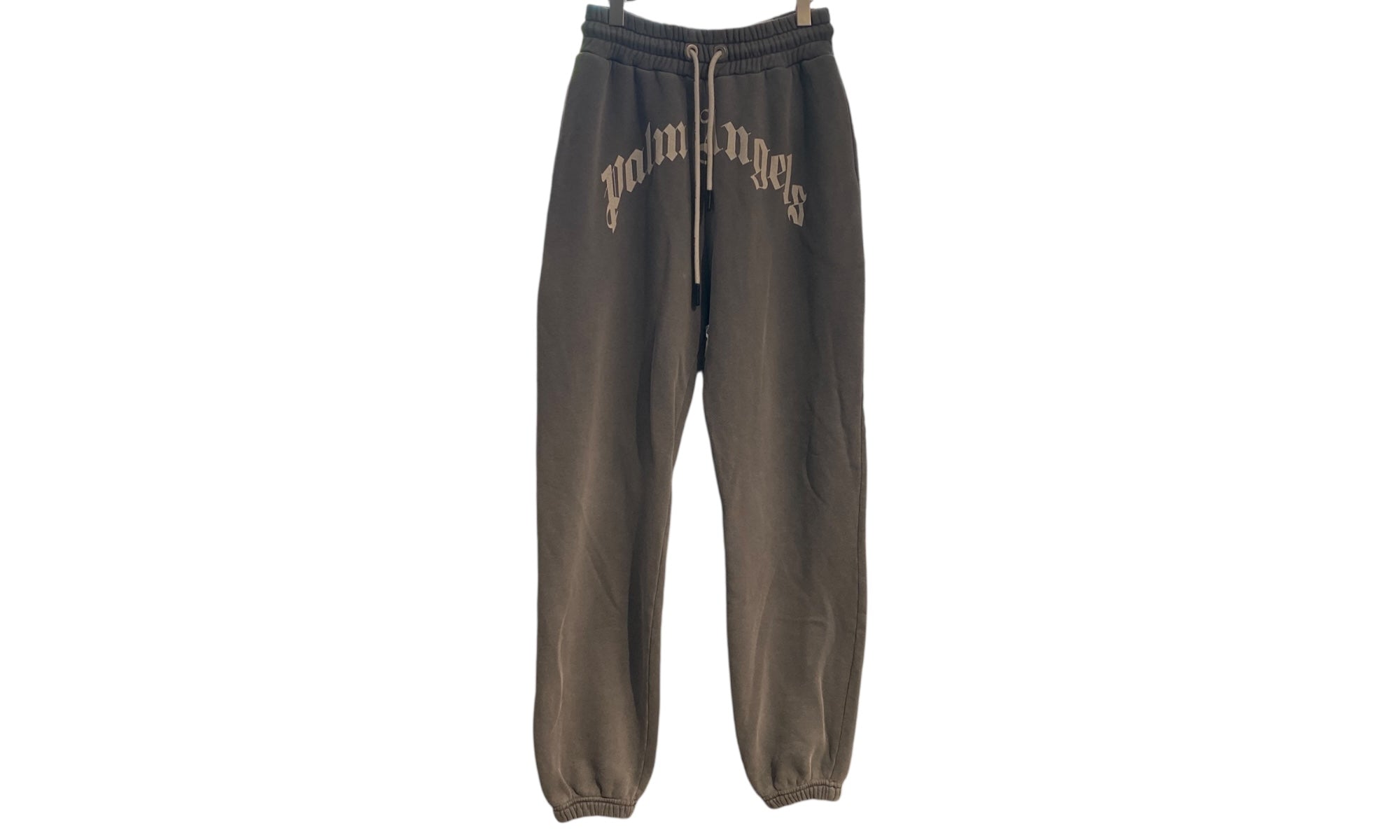 Palm Angels  Used Palm Angels Curved Logo Cotton Joggers in Washed Black/White - 822251622