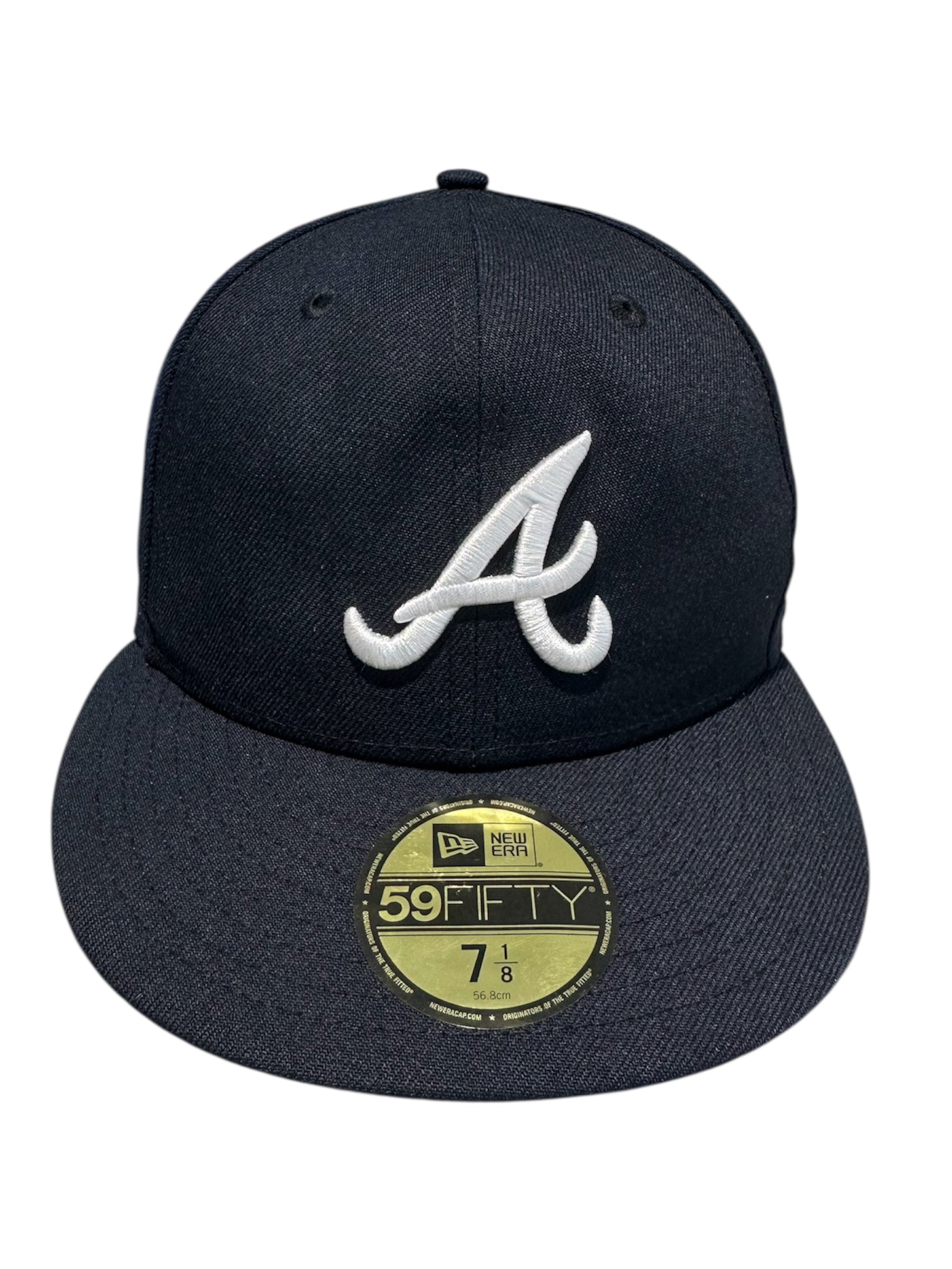 New Era Used Atlanta Braves Navy Fitted Cap - test