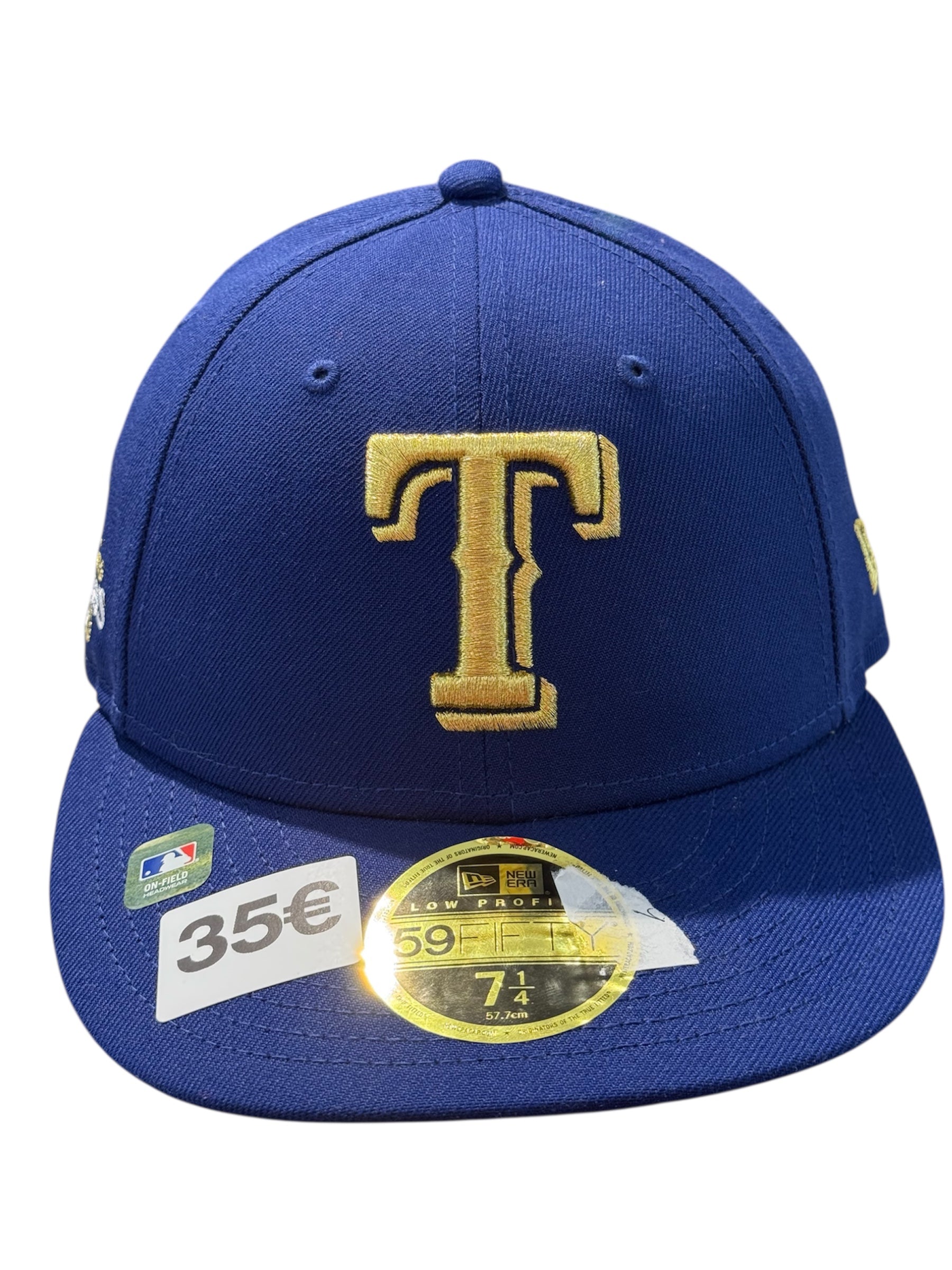 New Era Used Texas Rangers Fitted Cap Blue Gold - test