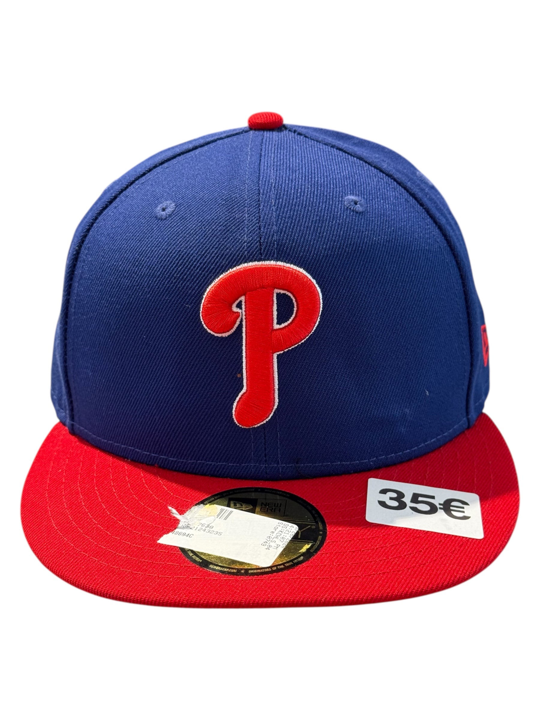 New Era Used Philadelphia Phillies Fitted Cap Blue Red - test