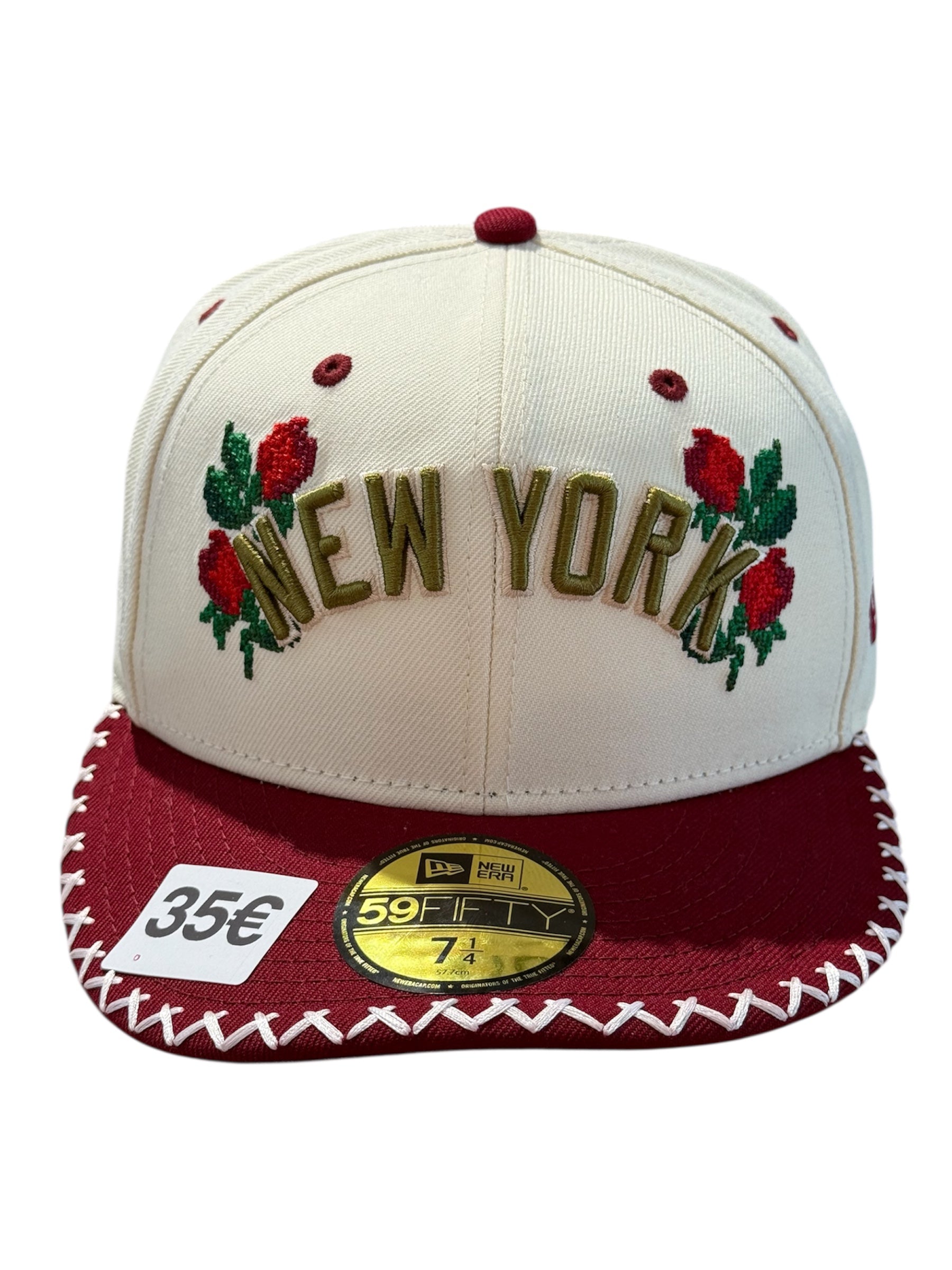 New Era Used New York Fitted Cap Creamy Red - test