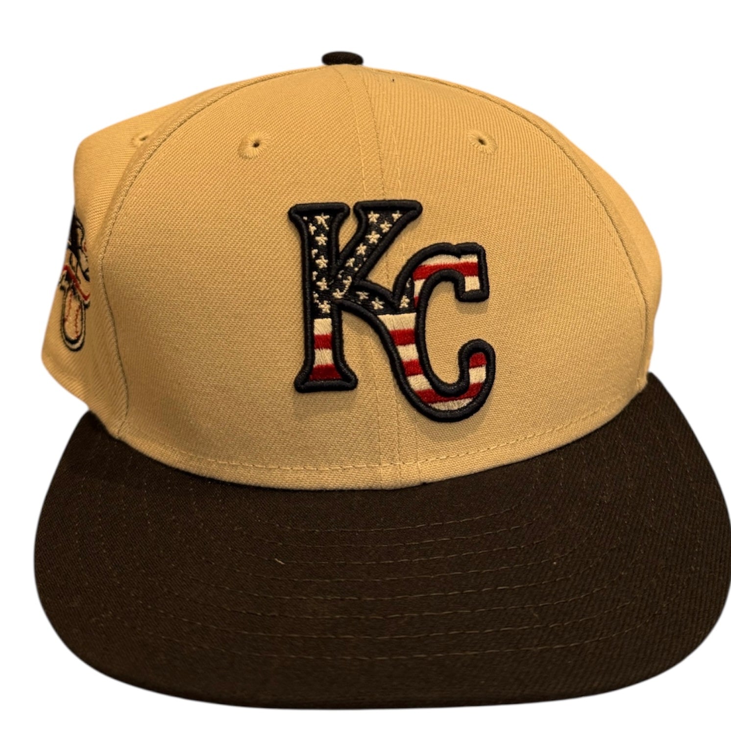 New Era Used Kansas City KC Fitted Cap Beige - test