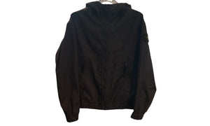 Stone Island Used Stone Island Supima Cotton Canvas Hooded Jacket in Black - STISLAND